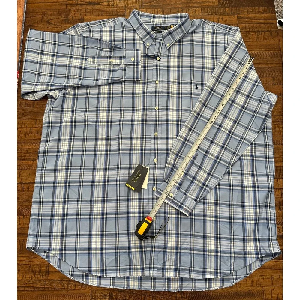 NWT $138 Polo Ralph Lauren 4XLT Pony Plaid‎ Performance Button Down Shirt Tall